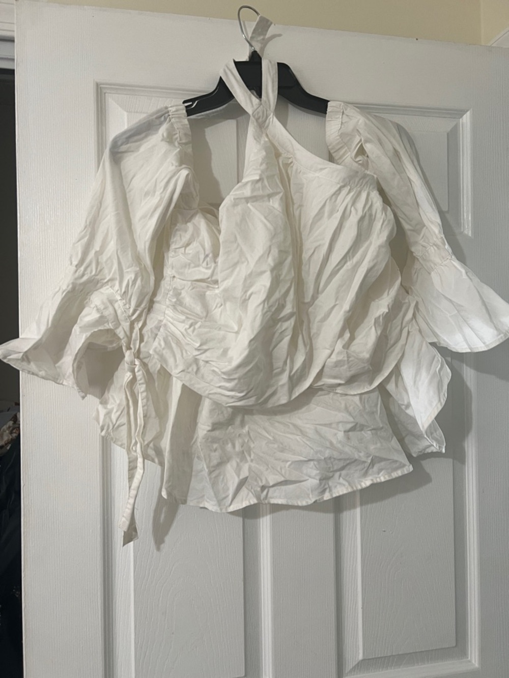 White Women's Puff Sleeve Halter Top